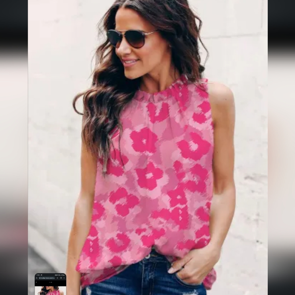 ♥️New Leopard frill neck tank